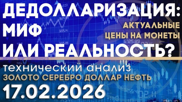 Дедолларизация: миф или реальность? Анализ рынка золота, серебра, нефти, доллара 17.02.2026 г