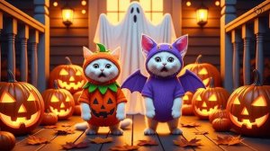 Кошка-мама и котята украшают дом к жуткому Хэллоуину 🎃👻 — Но призраки пугают котят! 😿💨