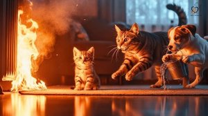 Котенок попал в пожар в доме 😿🔥 — Смелое спасение кошки и собаки растопит ваше сердце ❤