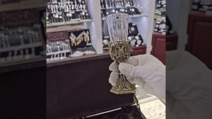 ЛАТУННЫЕ ЛАФИТНИКИ ДЛЯ ВОДКИ "ГЕРБ ОБЪЁМНЫЙ" 6 ШТ В КОЖАНОМ ФУТЛЯРЕ