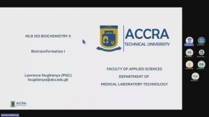 MLB 203 Biochemistry II (Regular): Biotransformation I