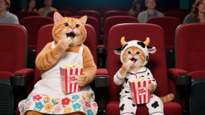 Джинджер повезло выиграть билет в кино, и она делится радостью с мамой Смешные видео с кошками