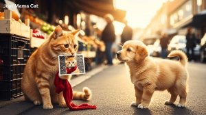 Рыжий котенок пропал в городе 😿. Отчаявшаяся кошка-мама и щенок начинают поиски ❤️🐾.