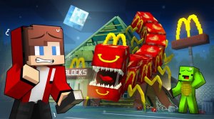 Джей Джей и Майки нашли МАКДОНАЛЬДС - Мультики про Майнкрафт