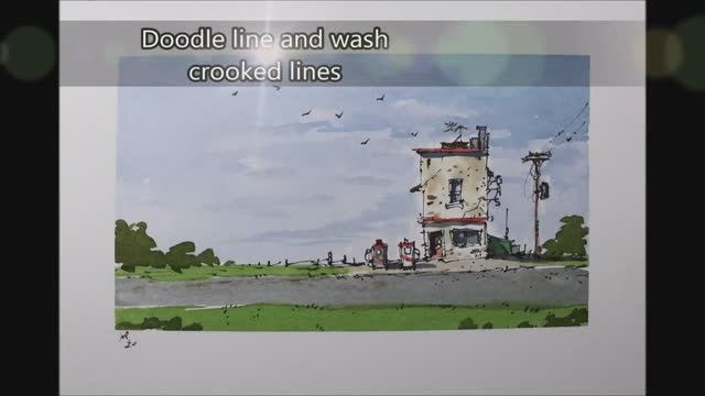 📹 Doodle scene line and wash crooked lines In Full Real Time watercolor by Nil Rocha смотреть онлайн