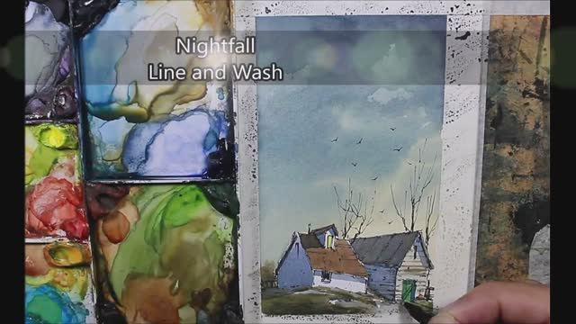 📹 Nightfall Line and wash,Full Real time crooked lines and watercolor By Nil Rocha смотреть онлайн