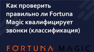 Как проверить правильно ли Fortuna Magic квалифицирует звонки (классификация)