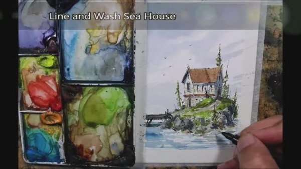 📹 Line and wash  sea house, in Full Real Time Watercolor by Nil Rocha
