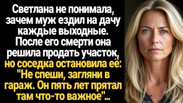 ИСТОРИИ ИЗ ЖИЗНИ/После смерти мужа, жена решила проверить гараж, а войдя увидела такое