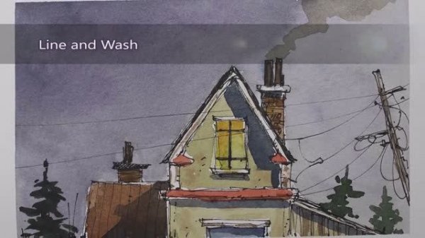 📹 Line And Wash Watercolor,Crooked lines in Full Real Time.Nil Rocha