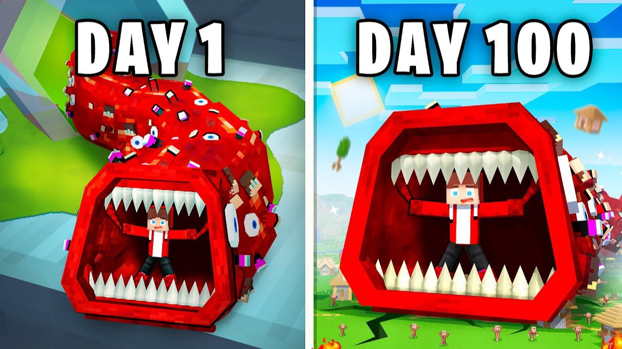 Джей Джей прожил 100 дней в роли ПОЖИРАТЕЛЯ ПОЕЗДОВ - Мультики для Майнкрафта смотреть онлайн