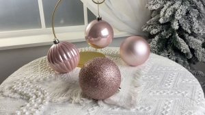 Набор пластиковых шаров НОВОГОДНЯЯ ГАРМОНИЯ, розовый бутон, 100 мм, упаковка, 4 шт., 021040