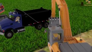 3D мультфильм спасаем рыбок с помощью строительной машины, самосвала и макросъемки
