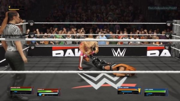 WWE2K25 Кармелла и Максин Дюпри против Джакары Джексон и Легендарная Лэш |Командный матч на (Raw'25)