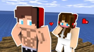 Джей Джей остался наедине с девушкой посреди океана - Мультики про Майнкрафт