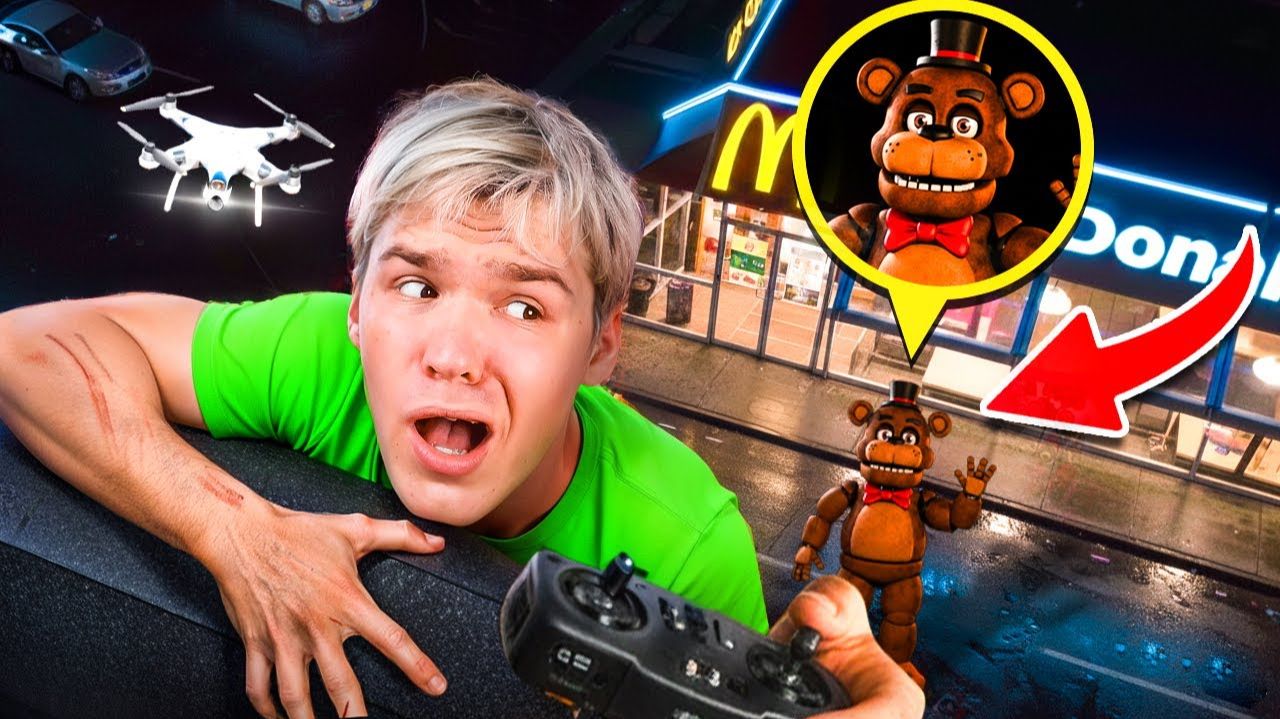ДРОН ПОЙМАЛ АНИМАТРОНИКОВ ИЗ FNAF В РЕАЛЬНОЙ ЖИЗНИ!! *FREDDY В ОПАСНОСТИ* смотреть онлайн