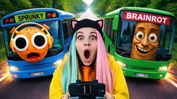 МОЙ ДРОН СНЯЛ АВТОБУС БРЕЙНРОТ VS АВТОБУС СПРУНКИ В РЕАЛЬНОЙ ЖИЗНИ!