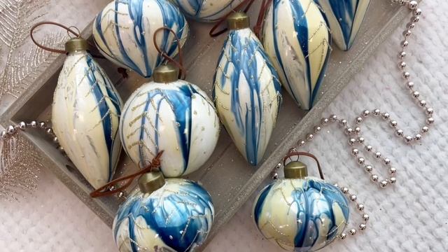 Набор стеклянных шаров и украшений ЗИМНИЙ МУАР, 8-12 см, 12 шт., 19039-23255-набор