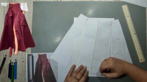 Моделирование. Расклешенная юбка с карманами и запахом в талии. Выкройка № 1964.