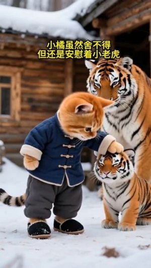 Котик спасает тигренка