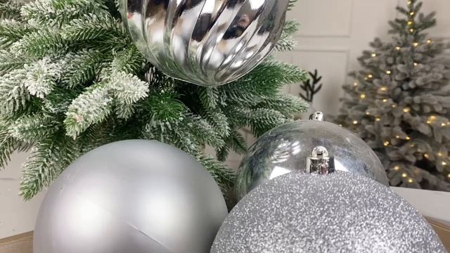 Набор пластиковых шаров БАЛЬОРЕ, серебряный, 14 см, 4 шт., 021297