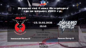 ХК "Заневский Молот" 13 - ХК "Динамо Питер" 13 | 21.02.2026