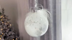 Набор пластиковых шаров ЛЕБЕДИНАЯ ПЕСНЯ, прозрачно-белые, 80 мм, упаковка 12 шт., 026971-набор