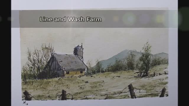 📹 Line And Wash Farm,watercolor In Full Real Time Drawing And Paint.Nil Rocha