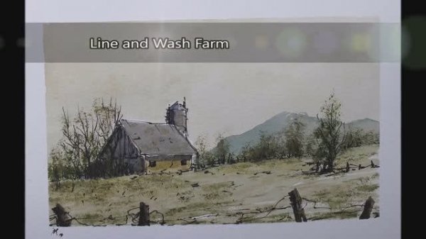 📹 Line and wash farm,watercolor in Full Real time drawing and paint.Nil Rocha