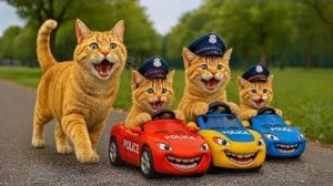 Мама-кошка покупает полицейские машинки Маккуин для котят 🚓🚗 / Забавное семейное приключение коше