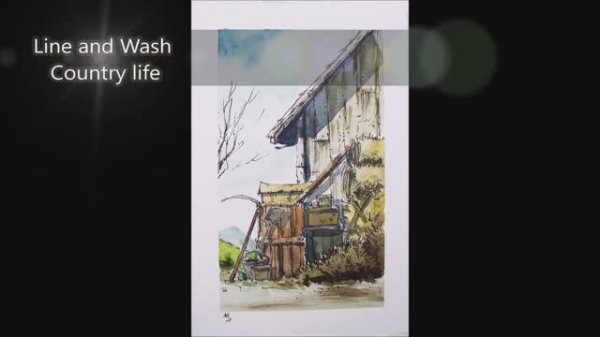 📹 Country life Full Real time Line and Wash Watercolor Easy style By Nil Rocha
