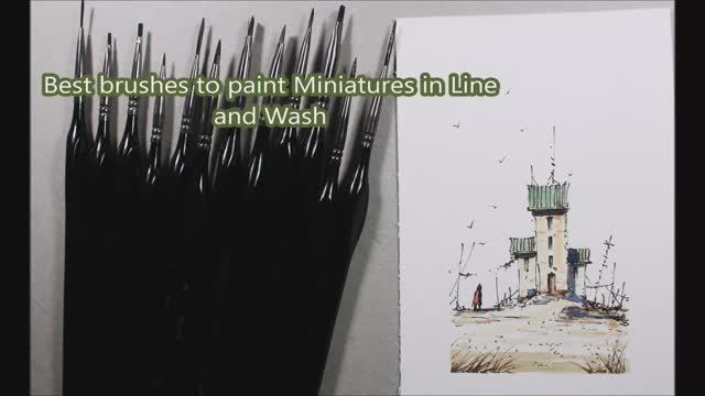 Best brushes to paint Miniatures in line and wash Watercolor By Nil Rocha смотреть онлайн