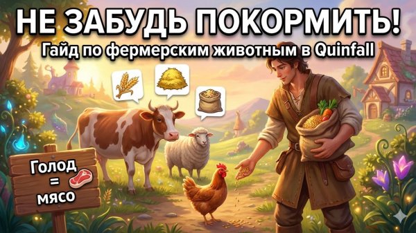 НЕ УМОРИ ЖИВОТНЫХ ГОЛОДОМ! Полный гайд по кормлению фермерских зверей в Quinfall.