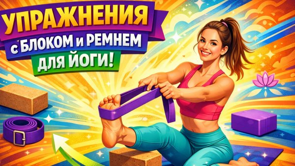 Упражнения с блоком и ремнем для йоги