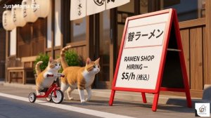 Кошка-мама всю ночь работала в лапшичной 🍜💔, чтобы купить лежанку для котенка ❤️🐱