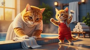 Кошка-мама весь день работала в бане 💔💦 — только чтобы купить Джинджер батут ❤️🐾