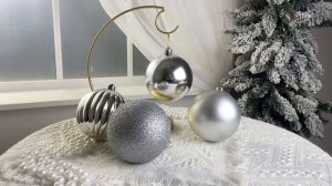 Набор пластиковых шаров НОВОГОДНЯЯ ГАРМОНИЯ, серебряный, 100 мм, упаковка, 4 шт., 021011