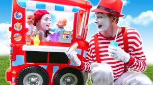 Мим Сэм и Мимесса Мари открывают магазин на колёсах - Игры с куклами