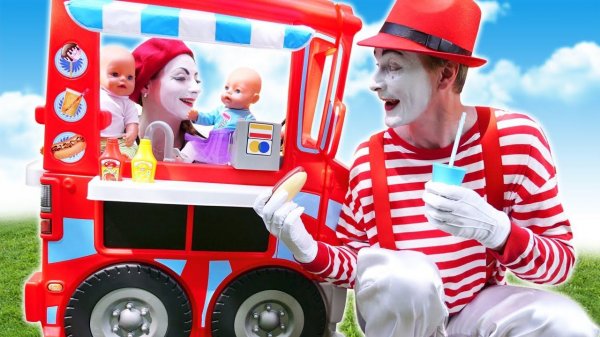 Мим Сэм и Мимесса Мари открывают магазин на колёсах - Игры с куклами