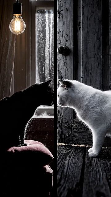 The contrast cat / Кот контраст #shorts  #cat #видосыоткота #котики #веселыекоты #прикольныекоты