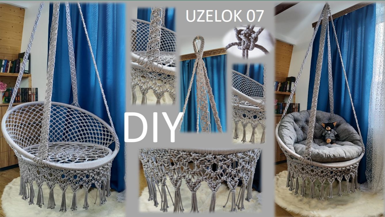 Подвесное кресло/Своими руками/Подвесной Гамак/В Стиле Макраме/ Подробный Мастер Класс/ UZELOK 07