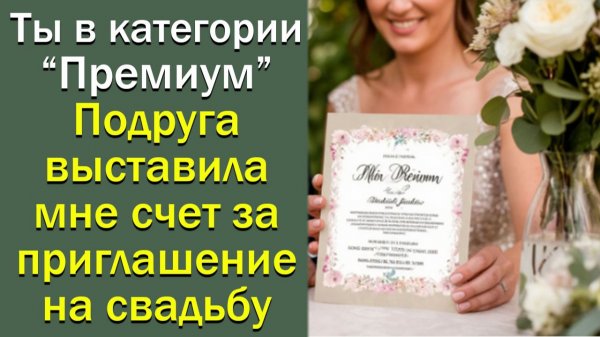 Ты категории премиум , подруга выставила мне счёт за приглашение на свадьбу
