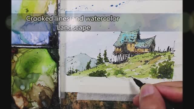 🍿 Crooked lines landscape watercolor Full Real Time Line and Wash By Nil Rocha смотреть онлайн
