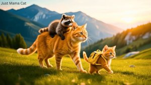 Джинджер и мама-кошка находят потерявшегося енота — то, что они сделают дальше, растопит ваше сердце