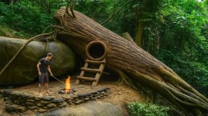 Я построил тайное убежище в дупле дерева, секретный домик в дереве, выживание, бушкоафт.