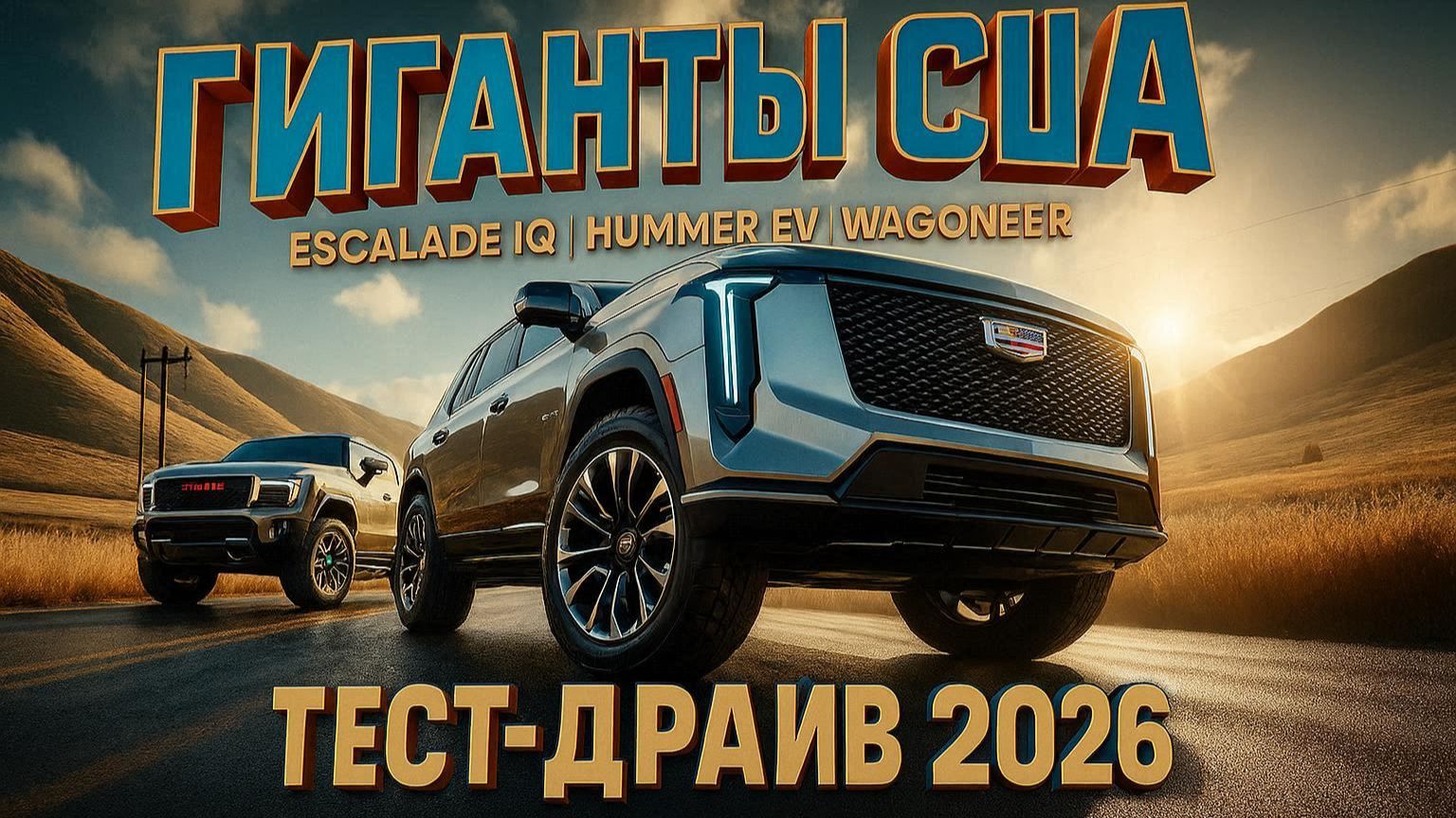 САМЫЕ БОЛЬШИЕ И МОЩНЫЕ SUV АМЕРИКИ 2026: Cadillac Escalade IQ, Hummer EV, Jeep Wagoneer.