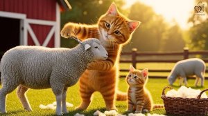 Кошка-мама подстригает шерсть на ферме и вяжет шапочку тигра для котят дома 🐾🎩🐯