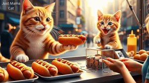 Кошка-мама и рыжий котенок продают хот-доги, чтобы купить себе игрушечный замок мечты.