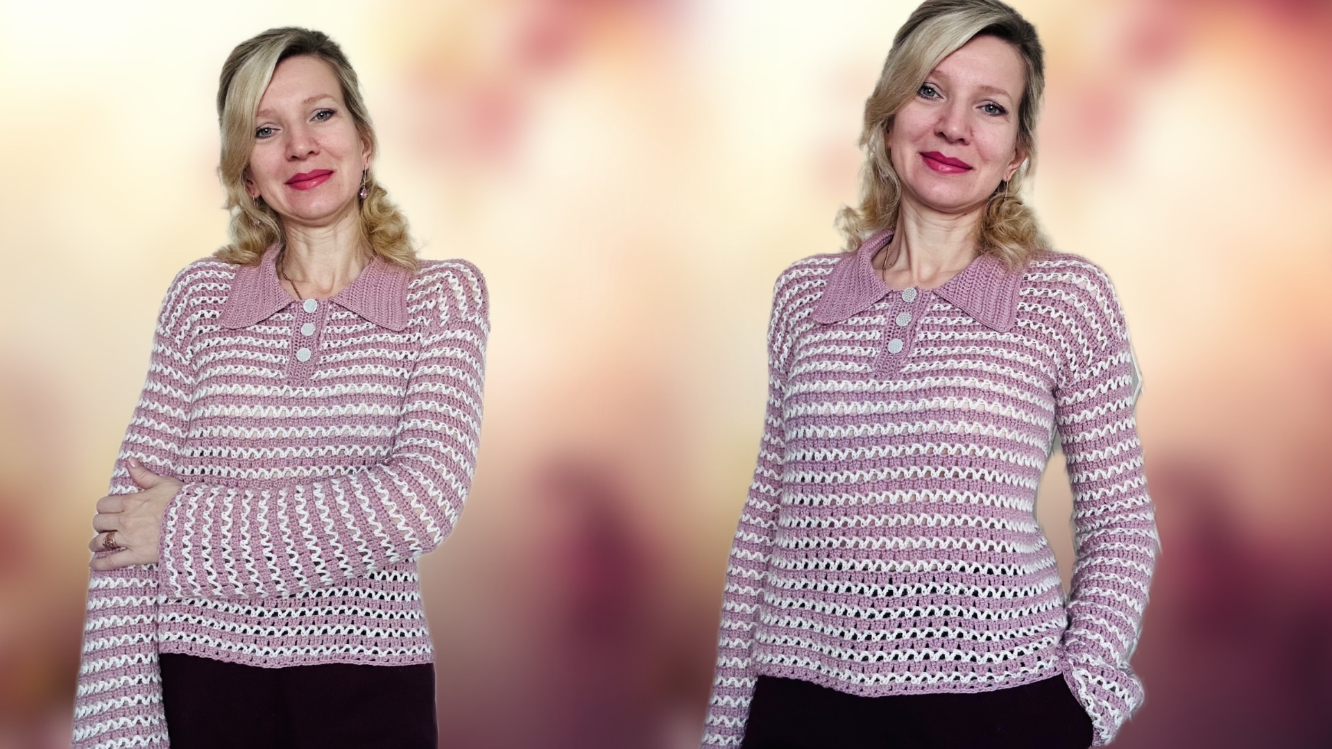 Джемпер-поло крючком «Весенняя мелодия»/ Подробный МК 🧶 смотреть онлайн