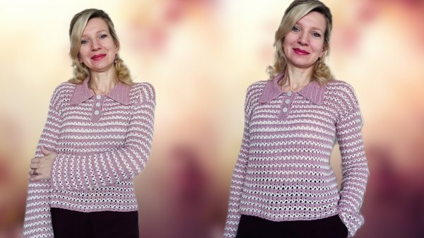 Джемпер-поло крючком «Весенняя мелодия»/ Подробный МК 🧶